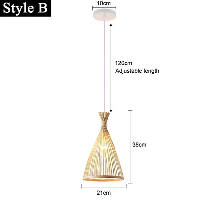 Japanese Bamboo Woven Pendant Light in Natural Finish