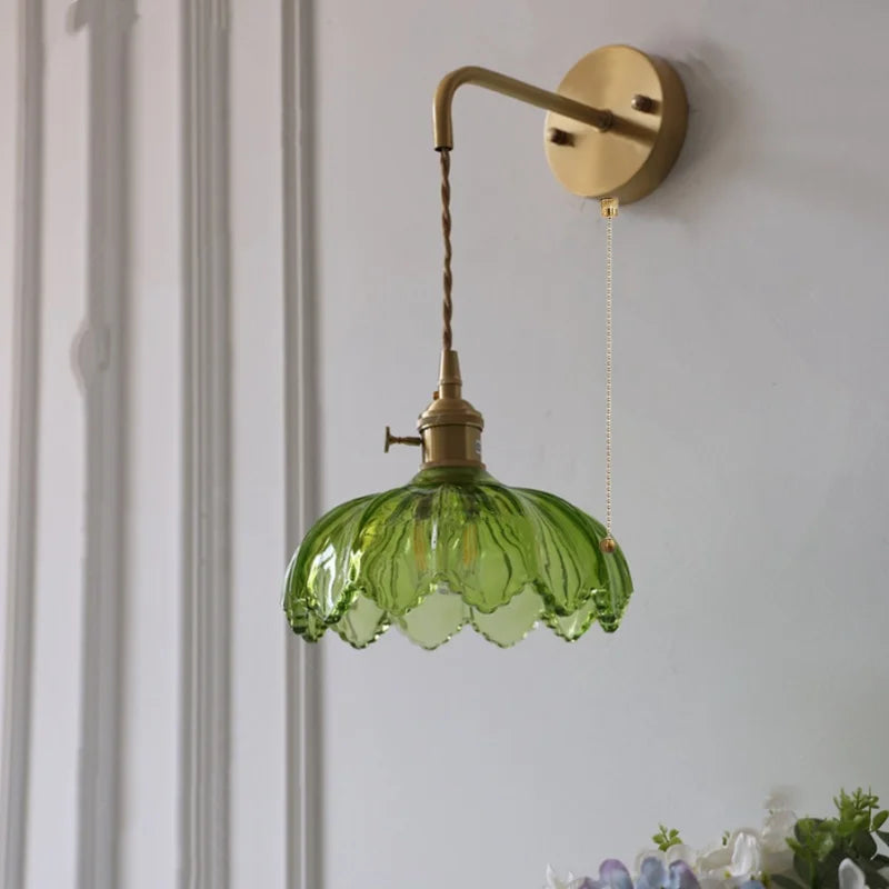 Decorbites™ Grüner Glas-Griffschalter LED-Wandleuchten für Küche, Schlafzimmer, Wohnzimmer