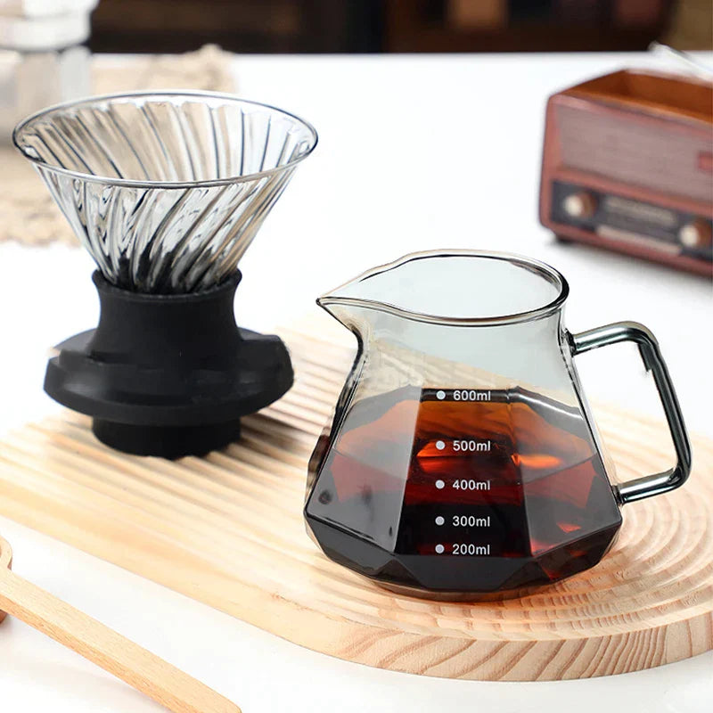 Decorbites™ Glas-Kaffeekanne Oktaedrischer Topf für Tee/Kaffee, 400/600 ml Wiederverwendbares Kaffeegeschirr