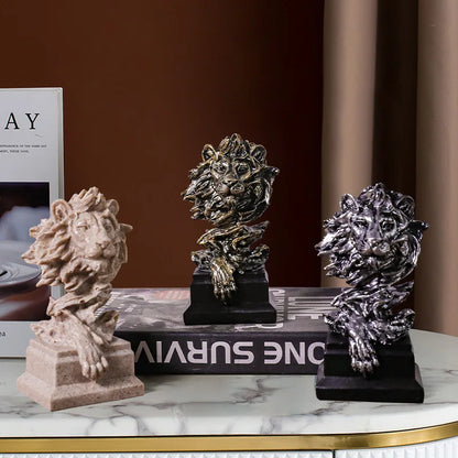 Decorbites™ Löwenkopf-Harzstatue Vintage Tier-Imitat-Bronze Heim- und Büro-Dekoration