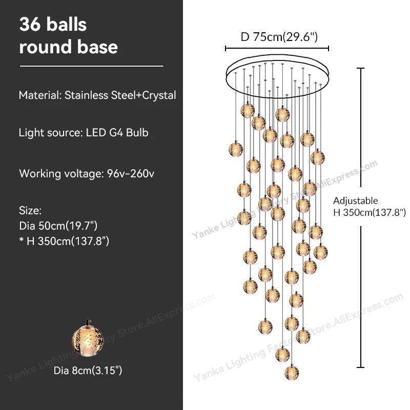 Decorbites™ Kristall-Blase-Ball-Hängeleuchte für Heimdekoration und Gastgewerberäume