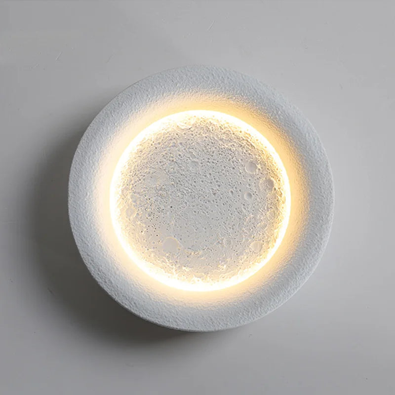 DecorBites™ Gypsum White LED Full Moon Star Wall Lamp for Bedroom Decor