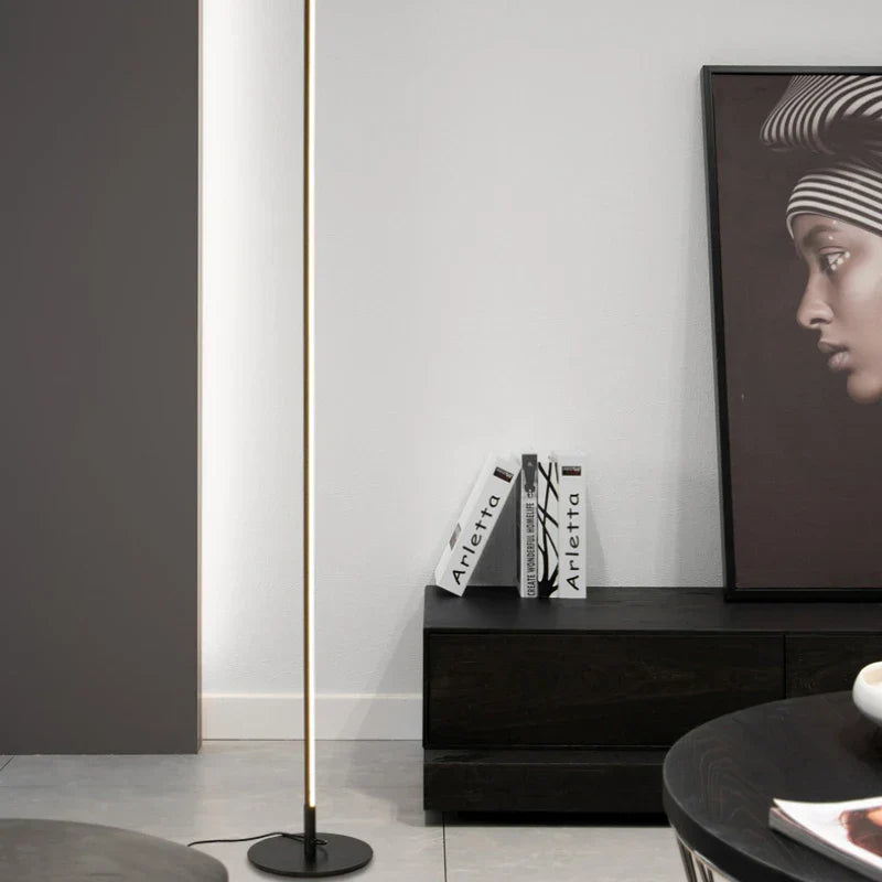 Black LED Floor Lamp D20cm 160cm Aluminum