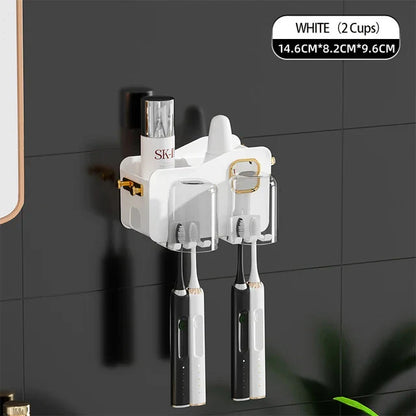 Decorbites™ Umgekehrtes Zahnbürstenhalter mit automatischer Zahnpasta-Presser & Make-up-Aufbewahrungsregal