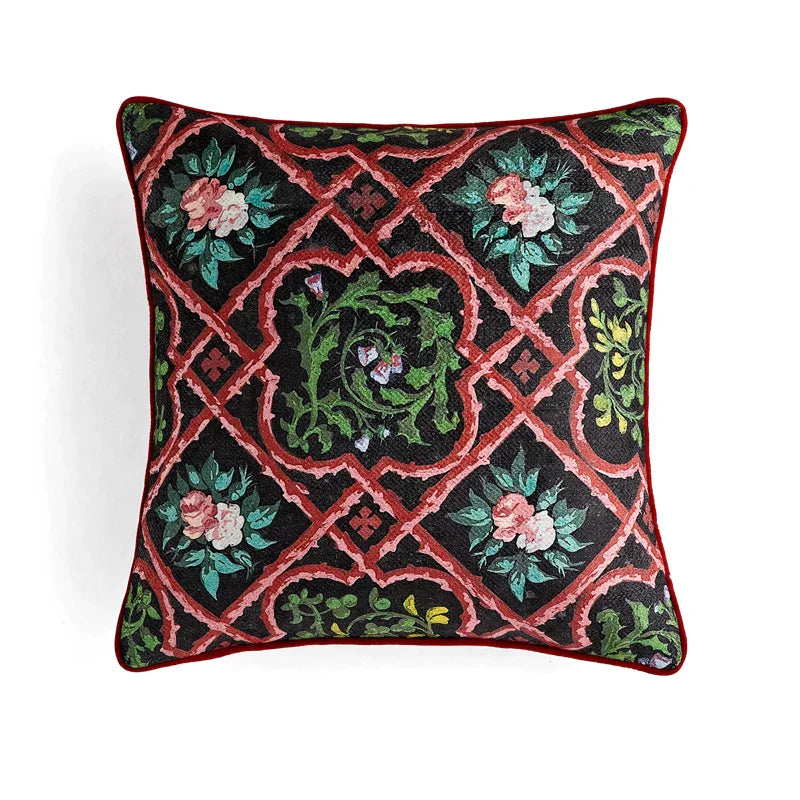DecorBites™ Circus Retro Throw Pillow Cover with Tassels 45x45 Eclectic Home Decor