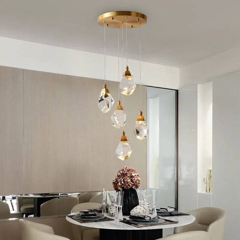 Decorbites™ Diamantkristall-Treppenhaus-LED-Goldene Kronleuchter-Beleuchtung für luxuriöse Heimdekoration