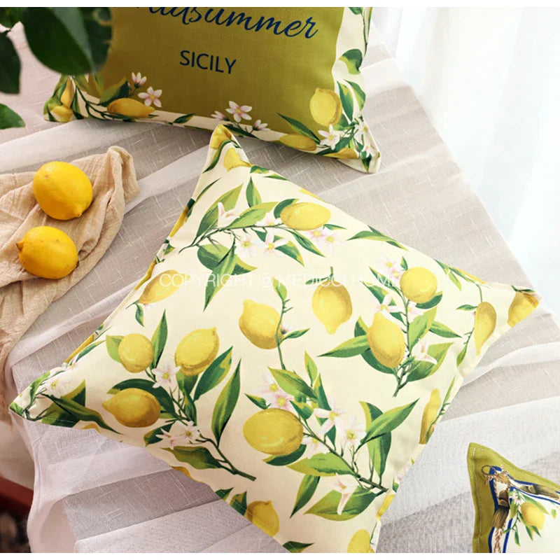 Decorbites™ Zitronen-Print Chenille Kissenbezug 45x45 cm - Wasserdicht Nordisches DekorCase