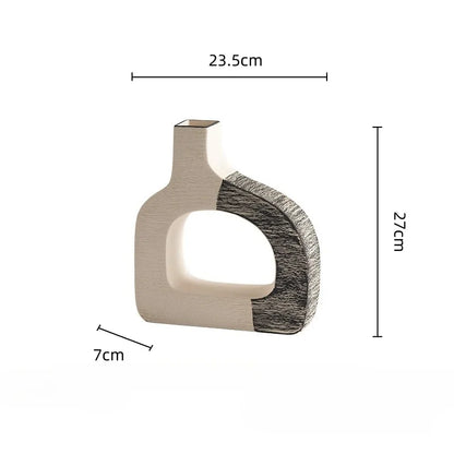 DecorBites™ Geometric Stripes Ceramic Flower Vase for Home Decoration and Flower Arrangements