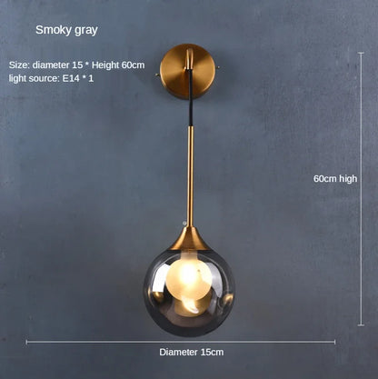 DecorBites™ Glass Ball Gold Wall Sconce - Modern Nordic Indoor Bedroom Light Fixture