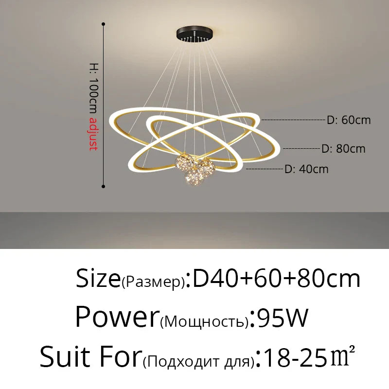 DecorBites™ Circle Ring Pendant Chandelier for Living Room Bedroom Restaurant Ceiling Lighting