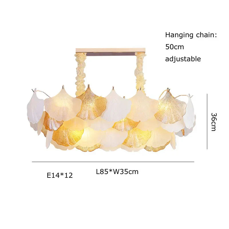 DecorBites™ Ginkgo Art Deco Dimmable Chandelier for Dinning Room