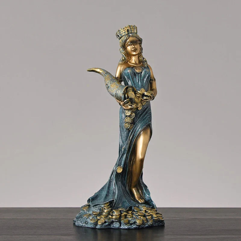 Decorbites™ Griechische Göttin des Reichtums Fortuna Figurine Plouto Glücksstatue Deko-Geschenk