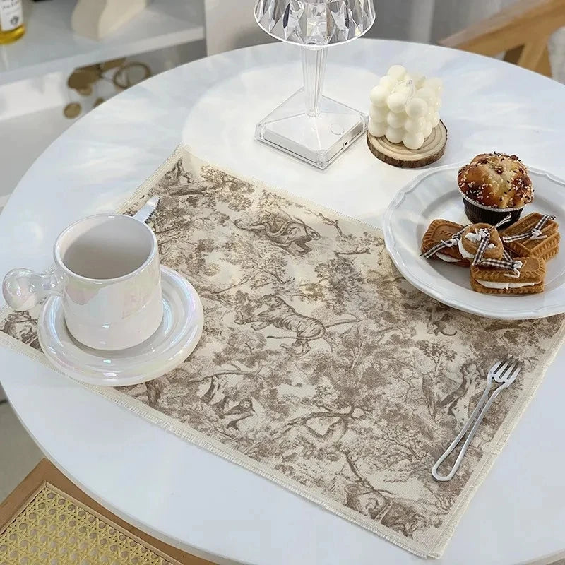 Decorbites™ Baumwoll-Leinen-Platzset - Tischdecken-Polster für Küchen-Essbereich
