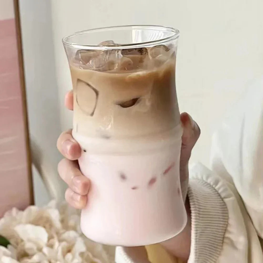 Decorbites™ Glas Bambus-Knoten-Becher – Süßer klarer Glas-Kaffeebecher für heiße oder kalte Getränke
