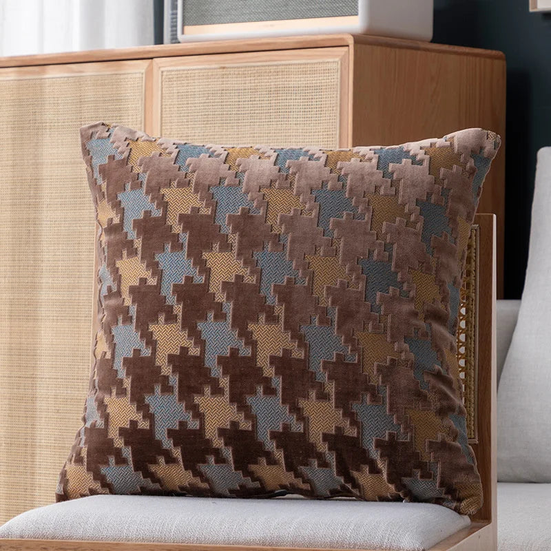 Decorbites™ Houndstooth Luxus-Kissenbezug 45x45 cm – Hochwertiger Dekorativer Sofakissenbezug