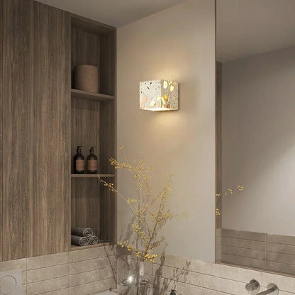 Decorbites™ LED-Wandleuchte für Schlafzimmer, Balkon, Flur – wasserdicht, quadratisch, Terrazzo-Nachttischlampe