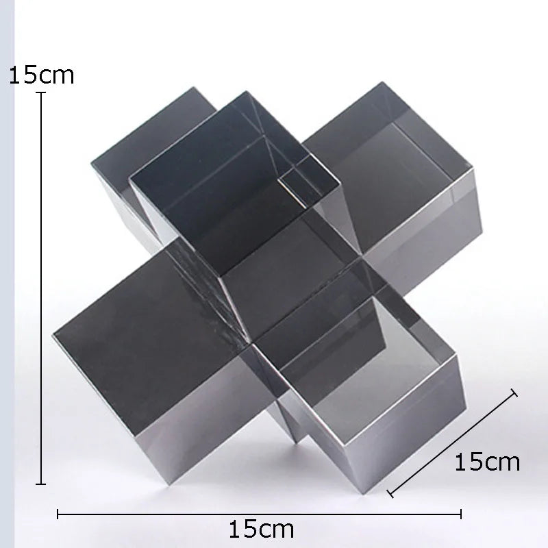 Decorbites™ Kreuz-Kristall-Geometrische-Glas-Skulptur-Schreibtisch-Dekoration Frosted Quadratische Statue