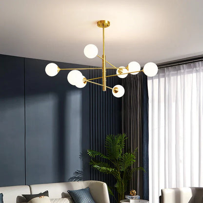 Decorbites™ Elegante Schwarz-Gold-Glas-Kugel-LED-Deckenleuchter für Zuhause | Moderne Pendelleuchte für Wohn-, Ess- und Schlafzimmer