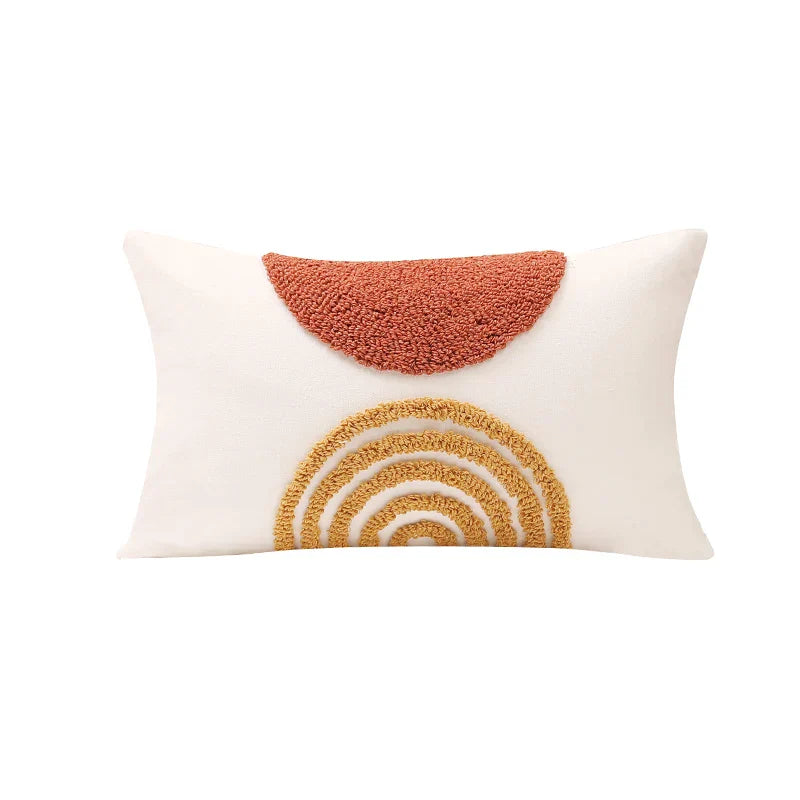 Decorbites™ Gematrisches Tufted Kissenbezug in verbranntem Orange Halbkreis für das Wohnzimmer