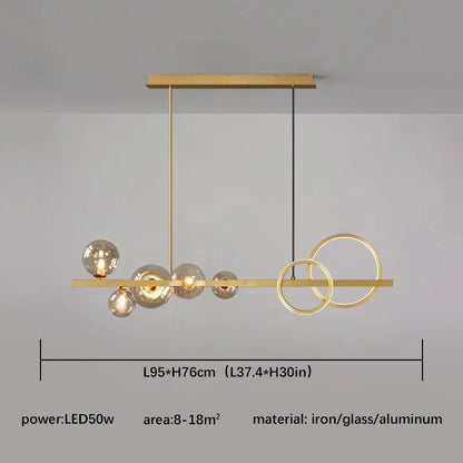 DecorBites™ Glass Ball Pendant Chandelier: Scandinavian LED Light for Kitchen Dining Table