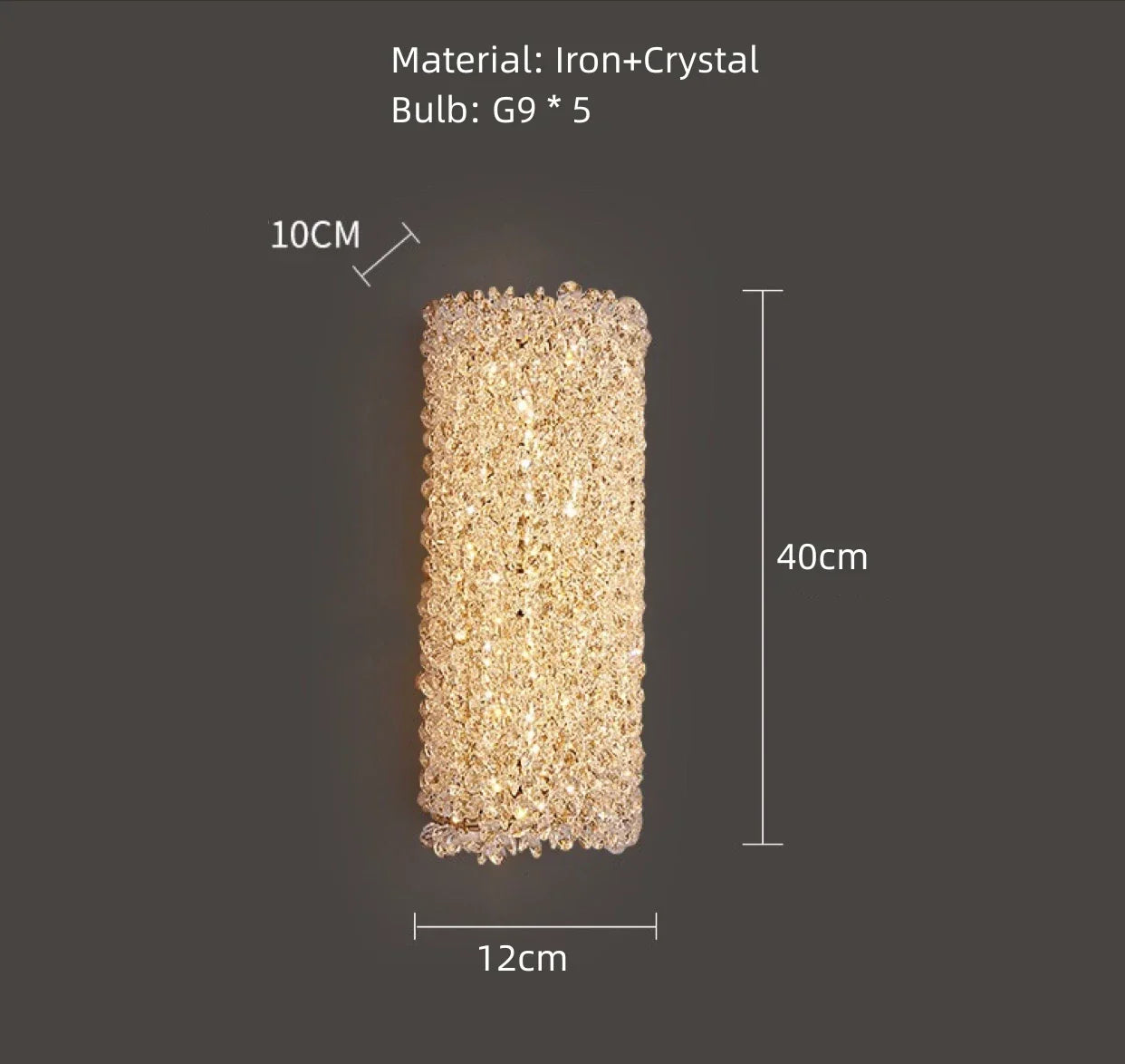 DecorBites™ Crystal Wall Lamp: Gold Metal, G9 Bulb, Adjustable Wire Drop, Elegant Lighting
