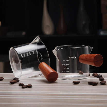 Decorbites™ Glas-Espresso-Kanne mit doppelten Ausgießen und Holzegriff