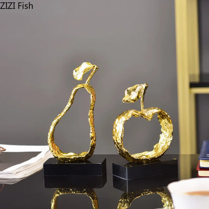 Decorbites™ Fruchtgeformte Metallkunst Äpfel/Birne Ausgehöhlte Skulptur Moderne Wohnraumausstattung