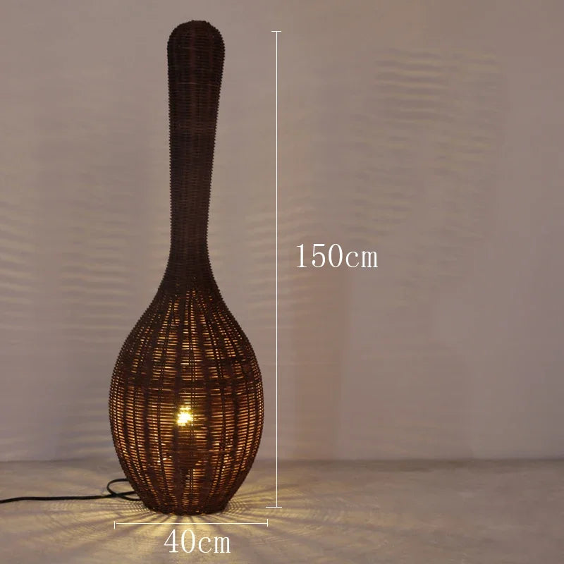 Decorbites™ Bambus-Bodenleuchte: Einzigartige Rattan-Lampe für Wohnzimmer, Schlafzimmer und Teehäuschen-Dekoration