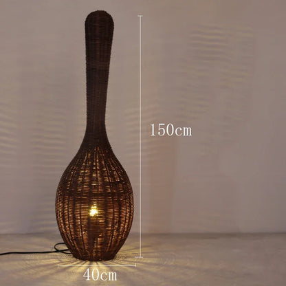 Decorbites™ Bambus-Bodenleuchte: Einzigartige Rattan-Lampe für Wohnzimmer, Schlafzimmer und Teehäuschen-Dekoration