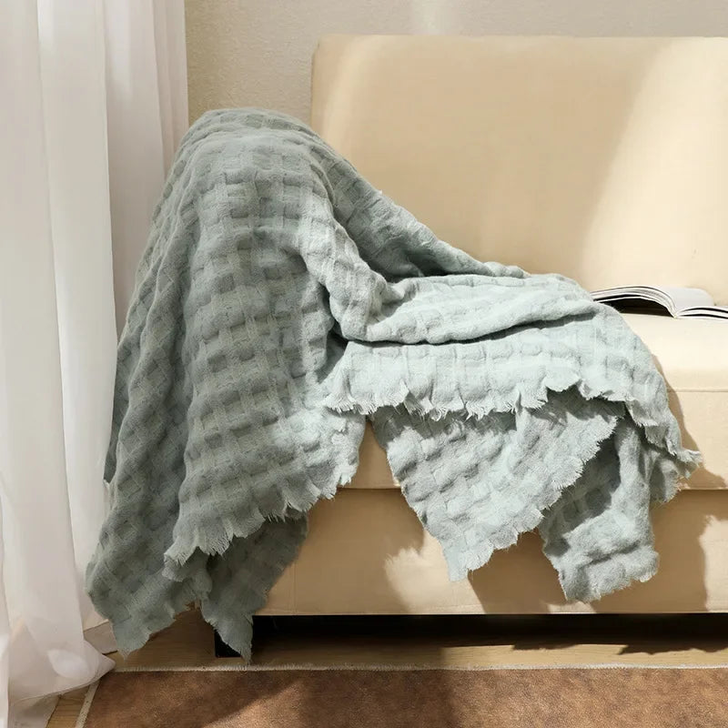 Decorbites™ Gestrickte Waffelmuster-Decke - Ganzjährige Sofabezug, Bettüberwurf und Handtuch für das Bettende