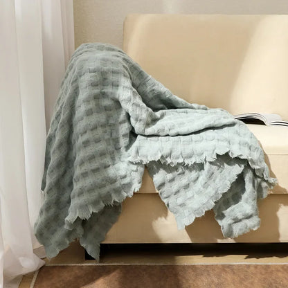Decorbites™ Gestrickte Waffelmuster-Decke - Ganzjährige Sofabezug, Bettüberwurf und Handtuch für das Bettende