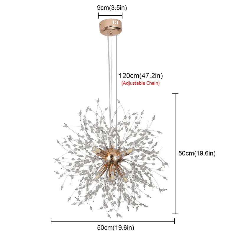 Decorbites™ Dandelion-Kronleuchter 8-Licht-Sputnik-Pendantleuchte Gold/Silber Wohnzimmerarmatur