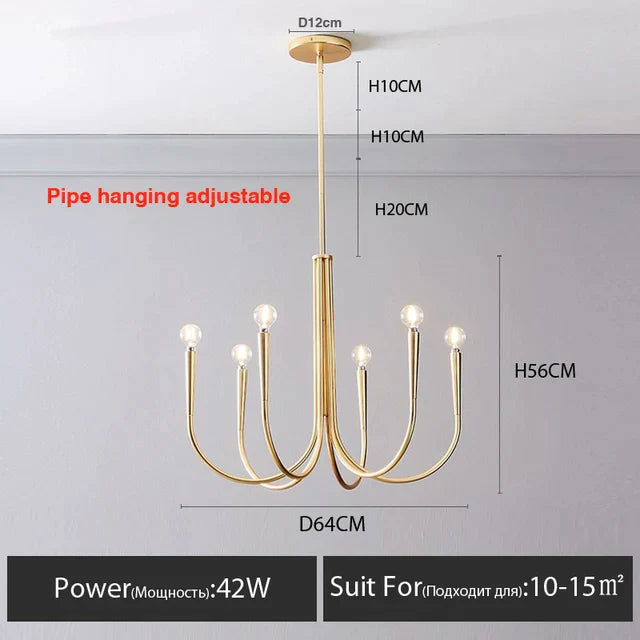 Decorbites™ Goldene Kronleuchter: Moderne nordische Metall-LED-Beleuchtung für Wohnzimmer, Küche und Restaurant