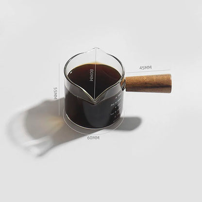 Decorbites™ Glas-Espresso-Kanne mit doppelten Ausgießen und Holzegriff