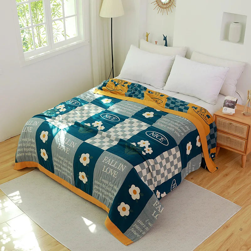 DecorBites™ Cotton Gauze Towel Blanket - Double Sided Yarn-Dyed Jacquard for Adult and Children