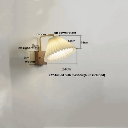 Decorbites™ LED-Wandleuchte aus Walnussholz, drehbar, Kupfer-Nachttischlampe