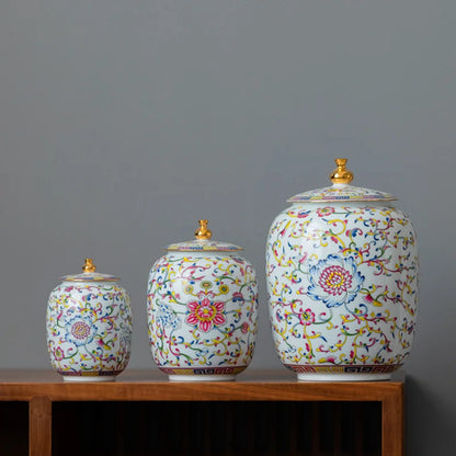 Decorbites™ Emailierter Porzellan-Teedose Ingwergefäß - Desktop-Aufbewahrungsbehälter