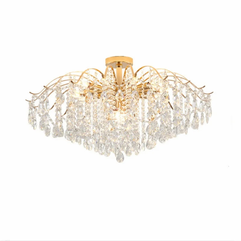 Decorbites™ K9 Kristall Gold Kronleuchter Deckenleuchte | Schlafzimmer Heimdekoration LED Deckenlampe