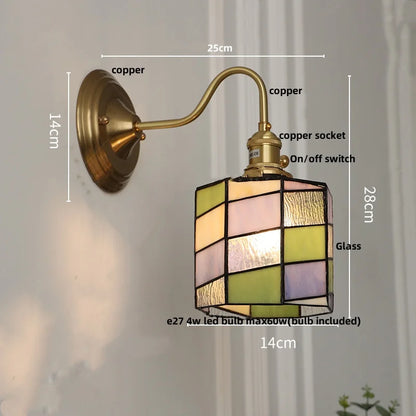 Decorbites™ Würfel-LED-Wandleuchte Wandlampe Wohn- Esszimmer Kupfer Glas Vintage E27 Spiegel-Licht