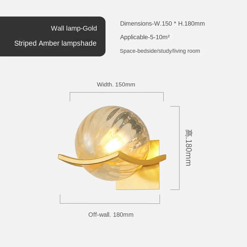 Gold Glass Ball Wall Lamp Sleek Modern Design