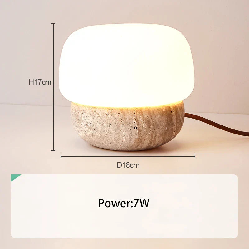 DecorBites™ Cream Mushroom Table Lamp - Soft Warm Light for Bedroom - Retro Stone Design