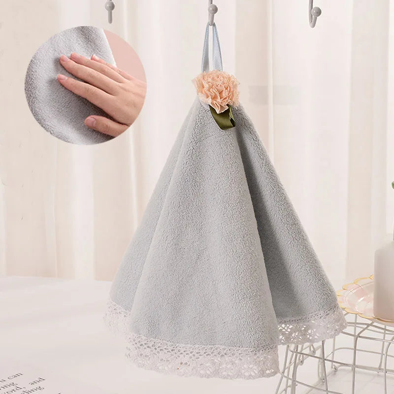 DecorBites™ Lace Dress Baby Hand Towel: Soft, Absorbent, and Cute for Kitchen & Bathroom