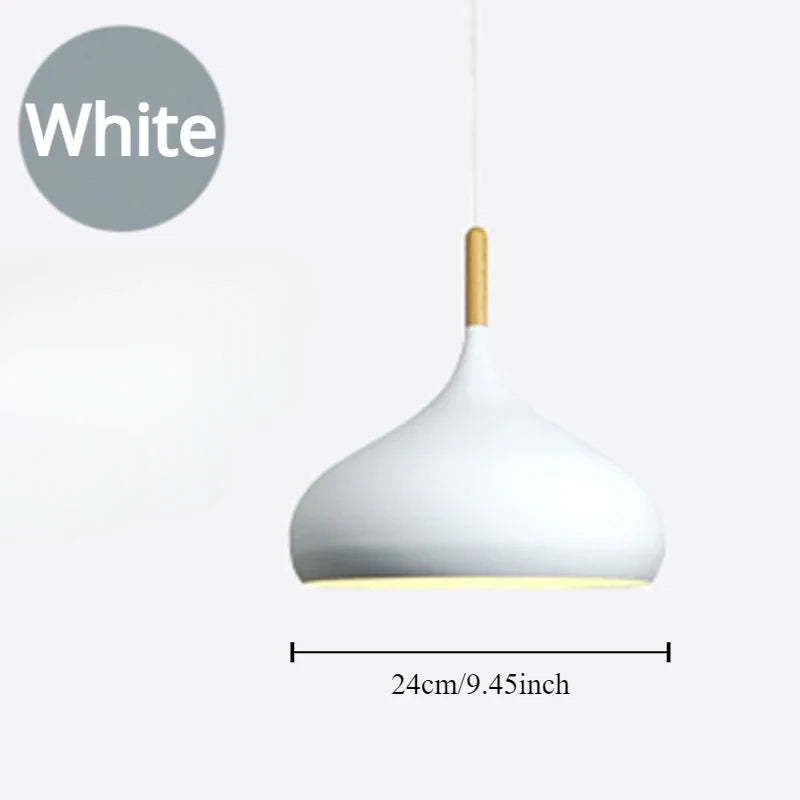 Modern Macaron Aluminum Pendant Light With Wood Accent