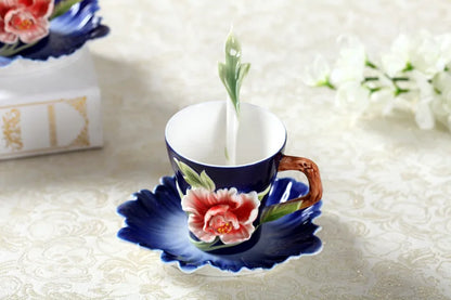 Decorbites™ Emaille-Rosen-Pfingstrosen-Blumen-Kaffeetasse Hochzeits-Geburtstagsgeschenk