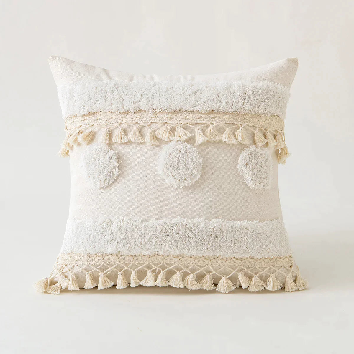 Decorbites™ Elfenbein Pompon-Quaste Kissenbezug 45x45cm/30x50cm Heimdekoration Sofa Saisonbezogen
