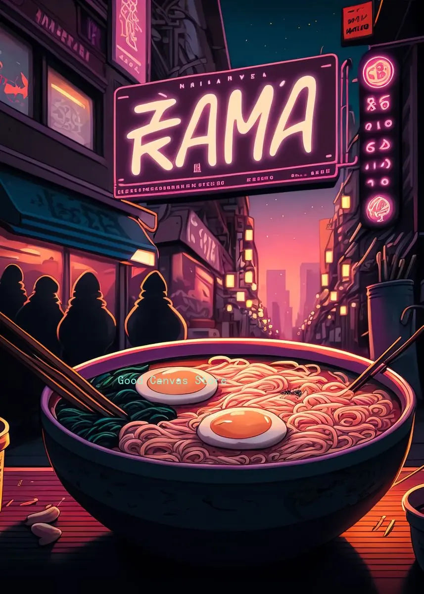 DecorBites™ Japanese Food Neon Posters Canvas Painting for Home Kitchen Decor