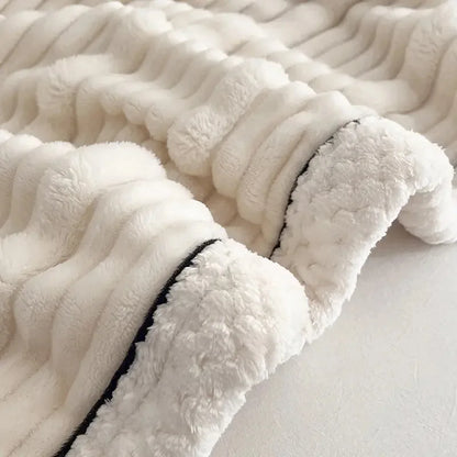 DecorBites™ Cozy Faux Rabbit Plush Blanket for Autumn/Winter - Soft Milk Velvet Nap Blanket
