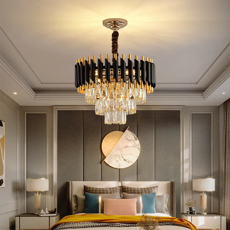 Decorbites™ Kristall-LED-Hängeleuchter, Luxus-Schwarze Beleuchtung für Schlafzimmer, Wohnzimmer, Esszimmer