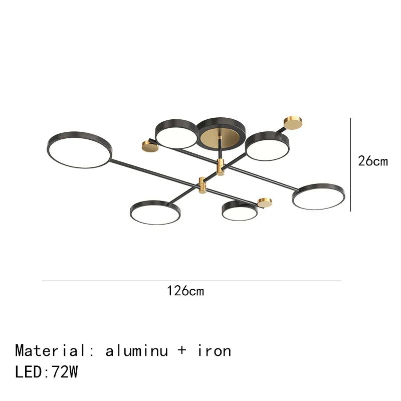 Minimalist Gold Black Chandelier