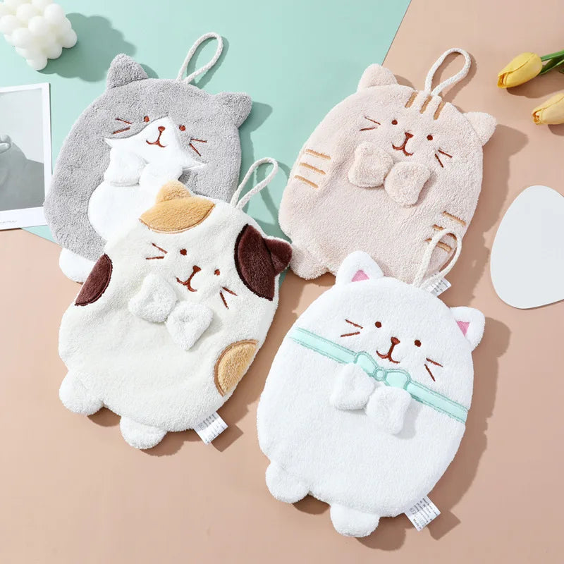 Decorbites™ Süßes Katzen-Handtuch: Dickes, schnell trocknendes Küchen- und Badezimmer-Frotteehandtuch